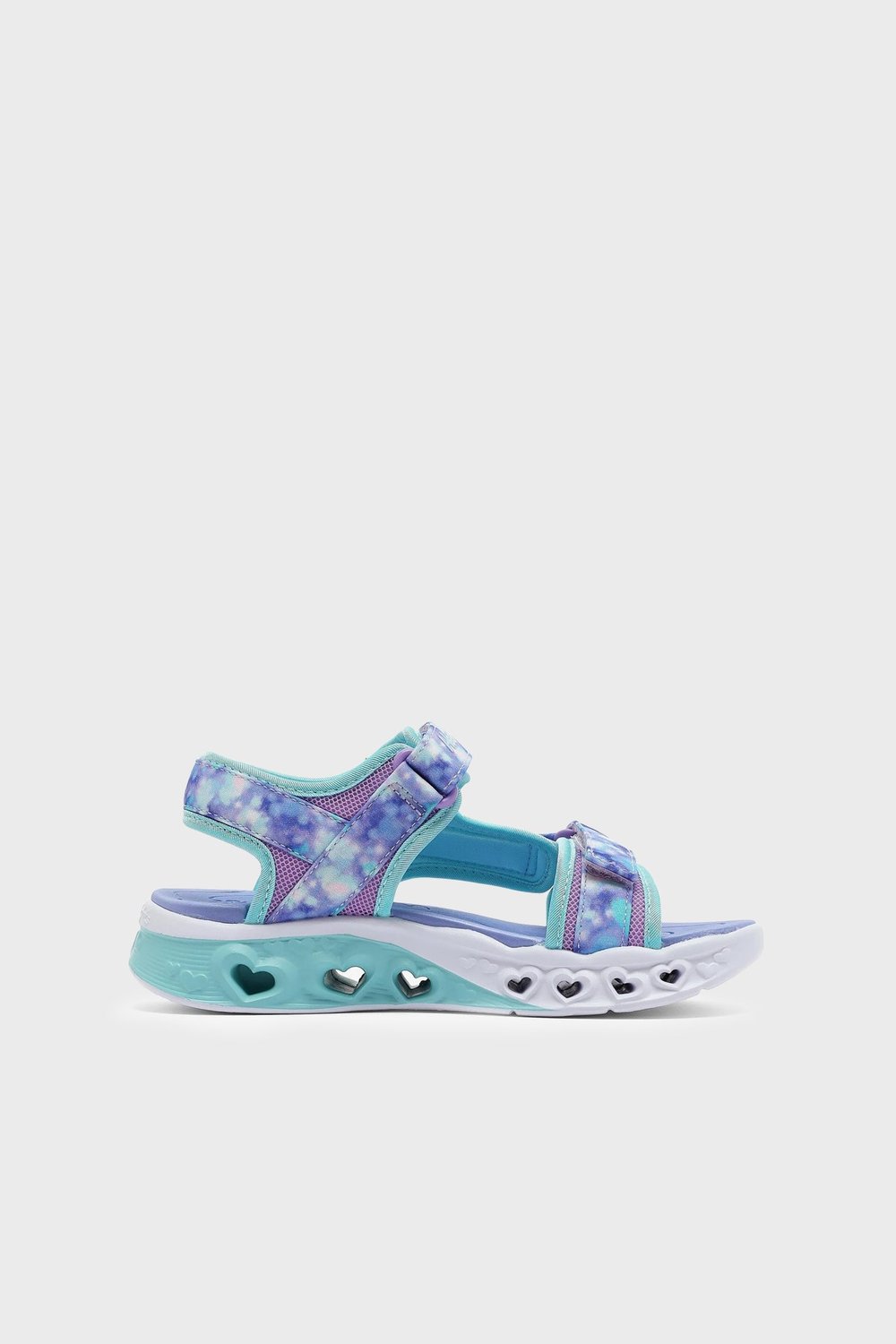 Flutter Hearts Sandal-Blurry Love Desenli Cırt Cırtlı Kız Çocuk Sandalet 303110L LVAQ Lavanta-Açık Mavi