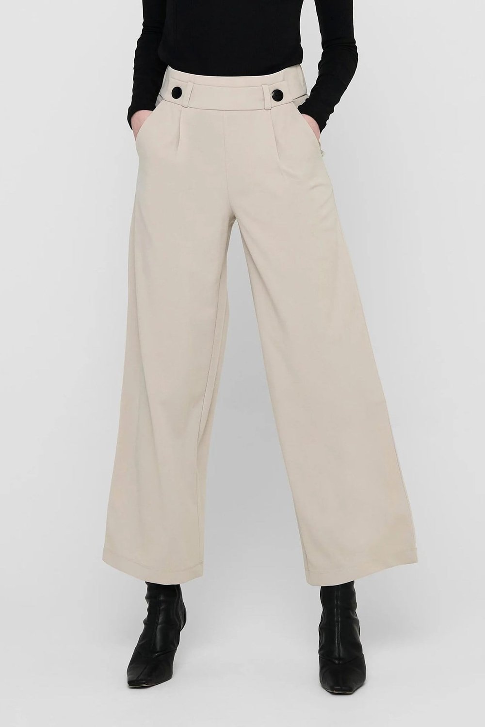 geggo Regular Fit Normal Bel Geniş Paça Kadın Pantolon 15208430 TAŞ