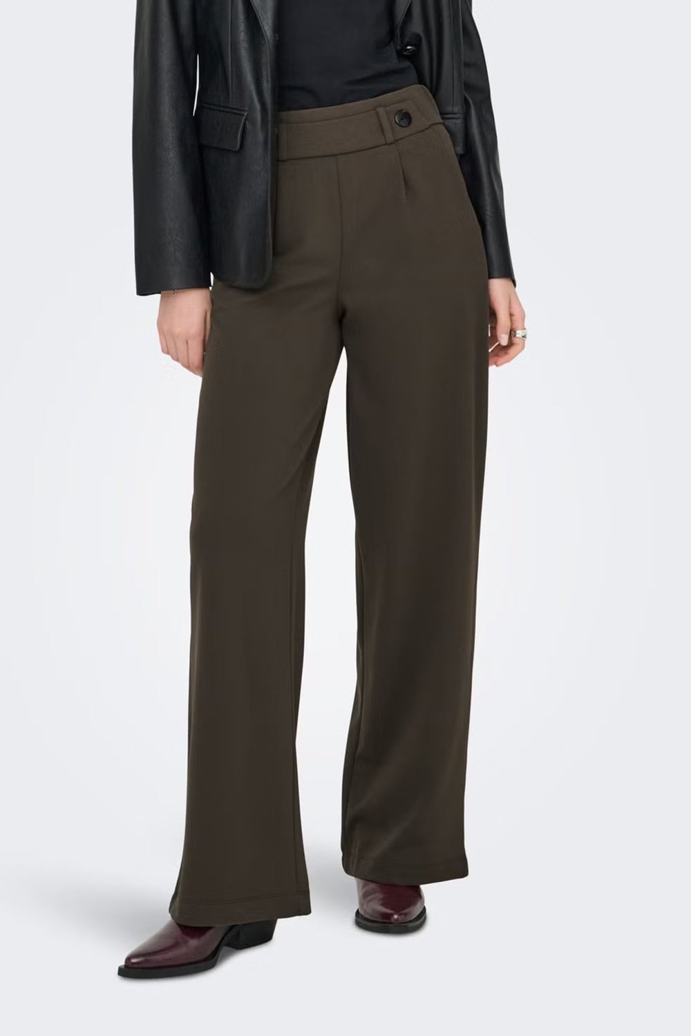 geggo Regular Fit Normal Bel Geniş Paça Kadın Pantolon 15208430 KAHVE