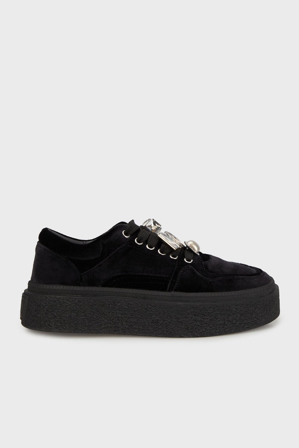 Guja Taş Detaylı Süet Sneaker Bayan Ayakkabı 38925K475 SİYAH