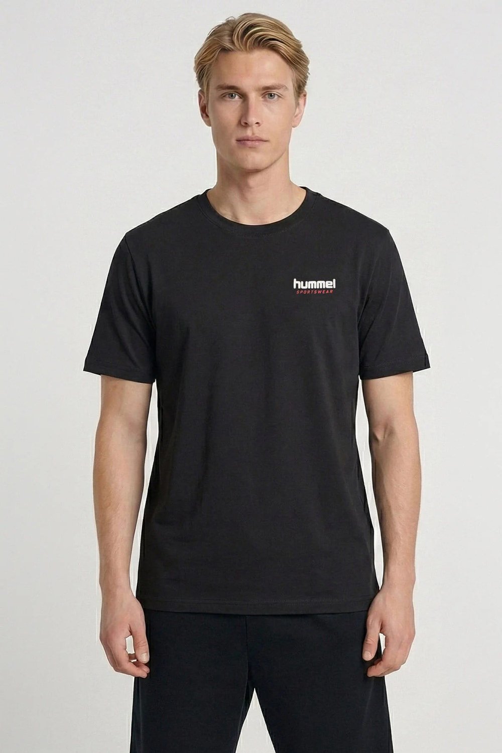 Hummel Pamuklu Regular Fit Logolu Bisiklet Yaka Erkek T Shirt 912375-2001 SİYAH