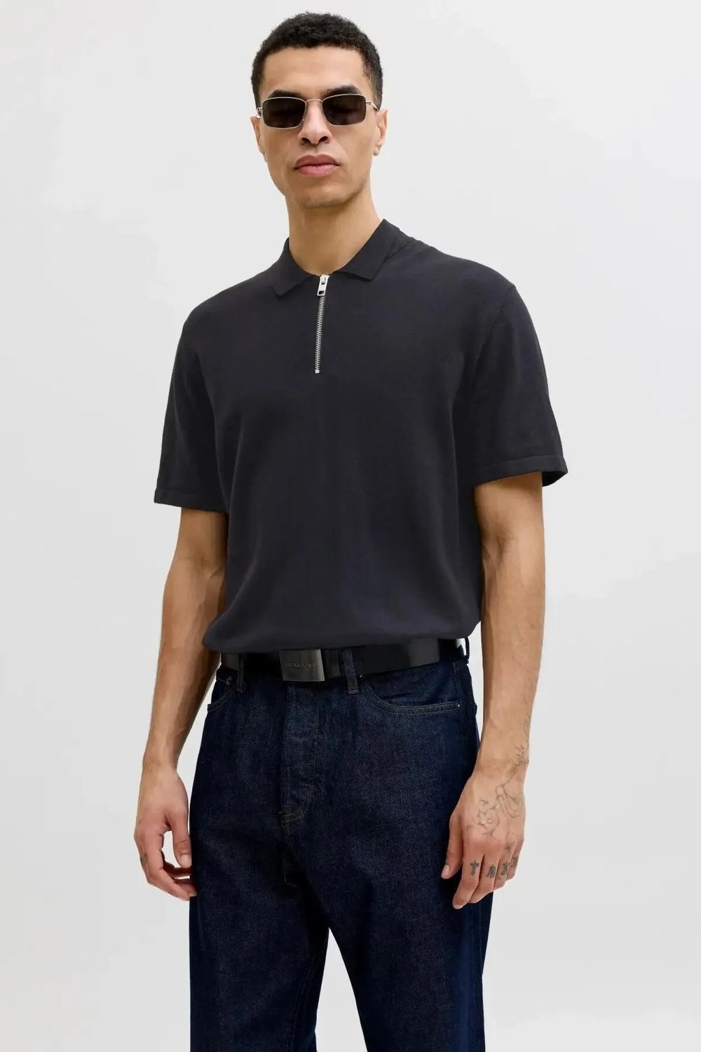 Jack & Jones Essentials Jjeemil Pamuklu Fermuarlı Erkek Polo Yaka T Shirt 12288260 SİYAH