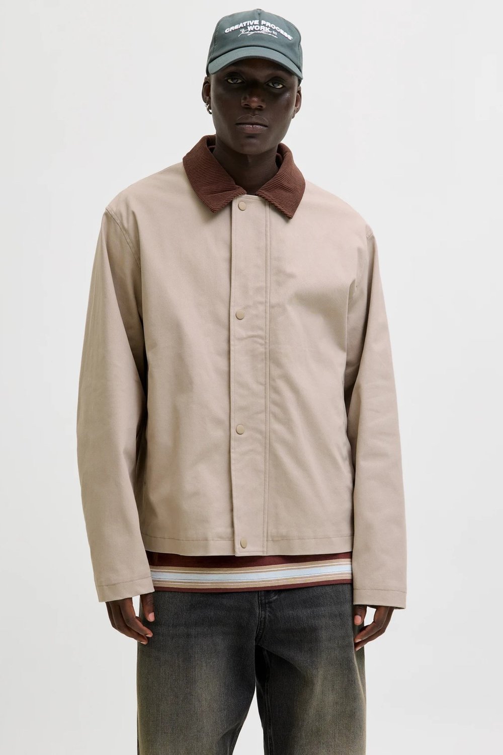 Jack  &Jones Essentials Jjegraham Pamuklu Regular Fit Kadife Yaka Erkek Mont 12288889 TAŞ