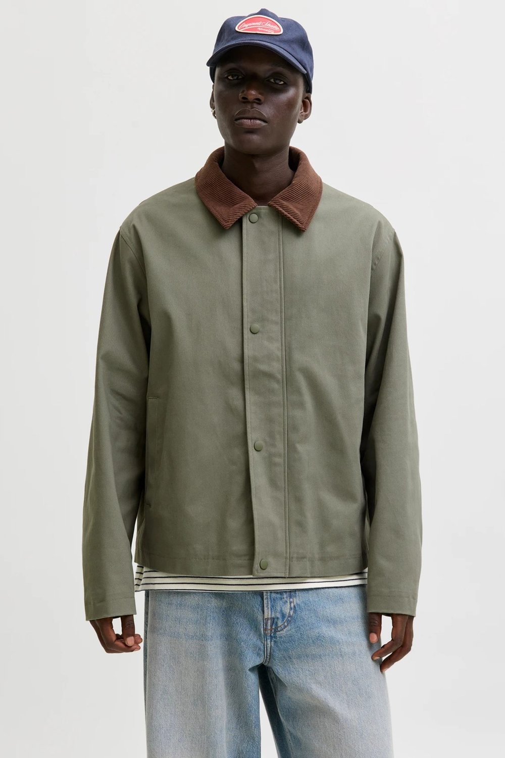Jack  &Jones Essentials Jjegraham Pamuklu Regular Fit Ceket Yaka Erkek Mont 12288889 HAKİ