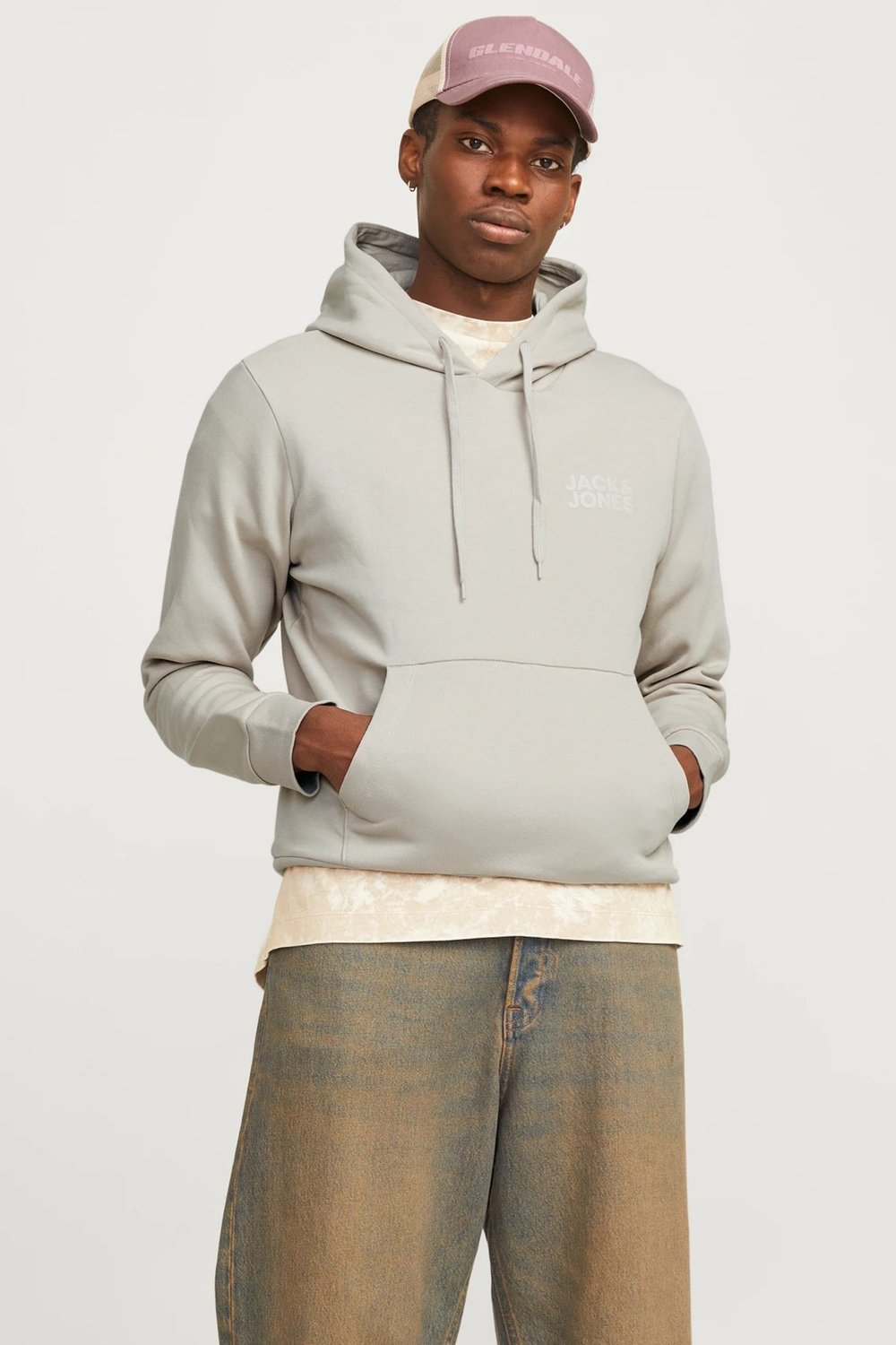 Jack & Jones Jjecorp Pamuklu Regular Fit Logolu Kapüşonlu Erkek Sweat 12152840 TAŞ
