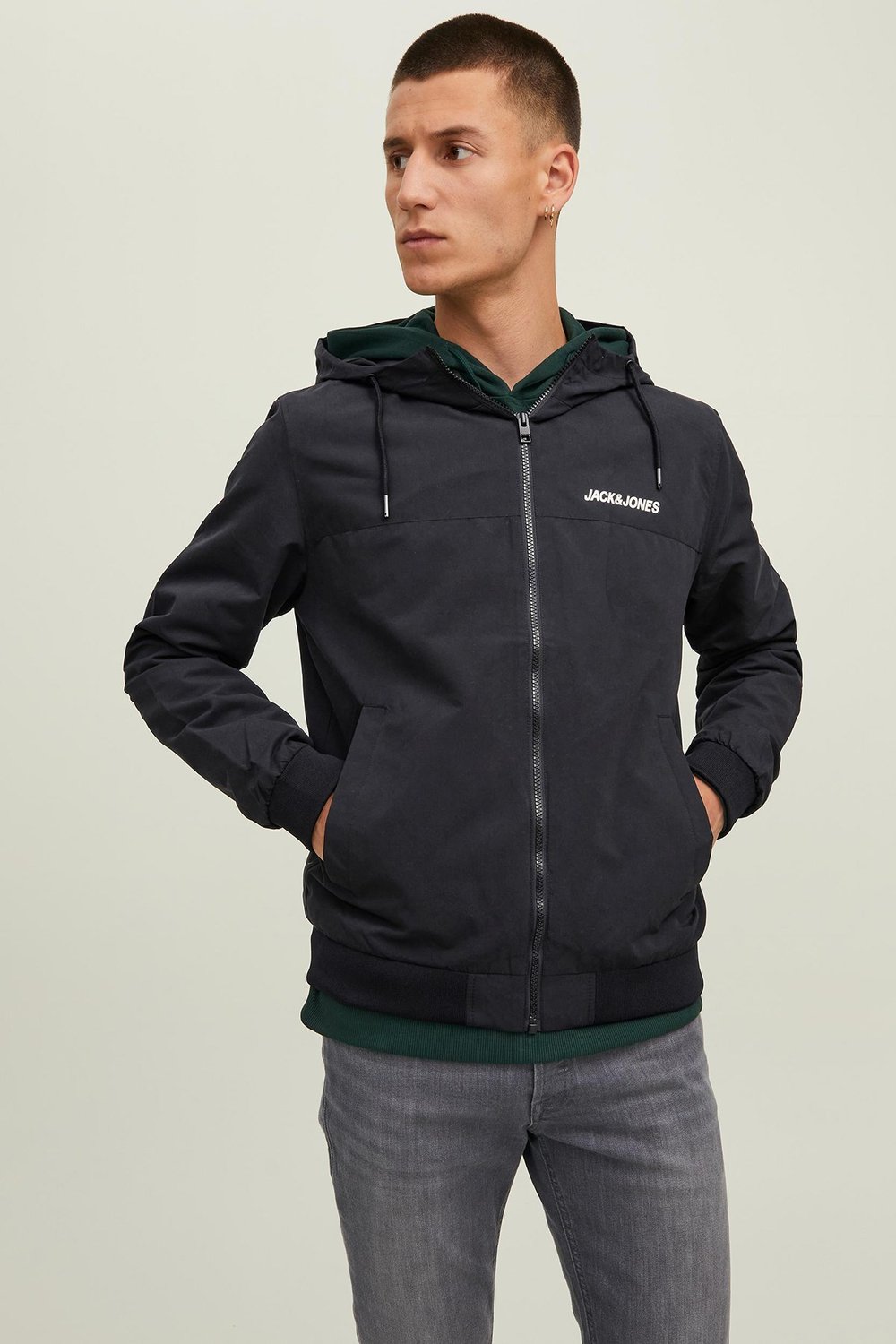 Jack & Jones Jjerush Regular Fit Kapüşonlu Bomber Erkek Ceket 12200208 SİYAH