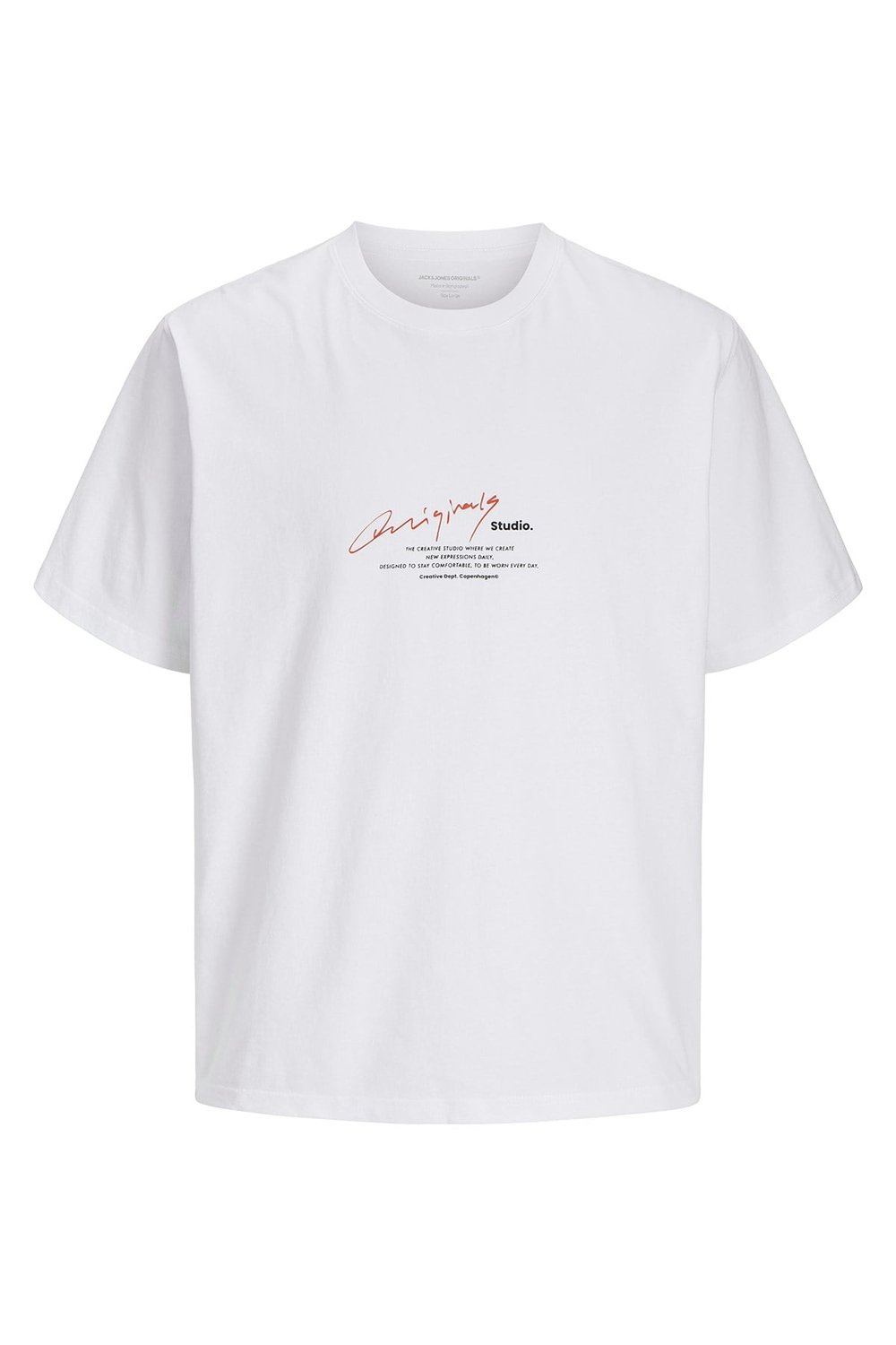 Jack & Jones Originals Jormanchester % 100 Pamuk Loose Fit Baskılı Erkek T Shirt 12273373 BEYAZ