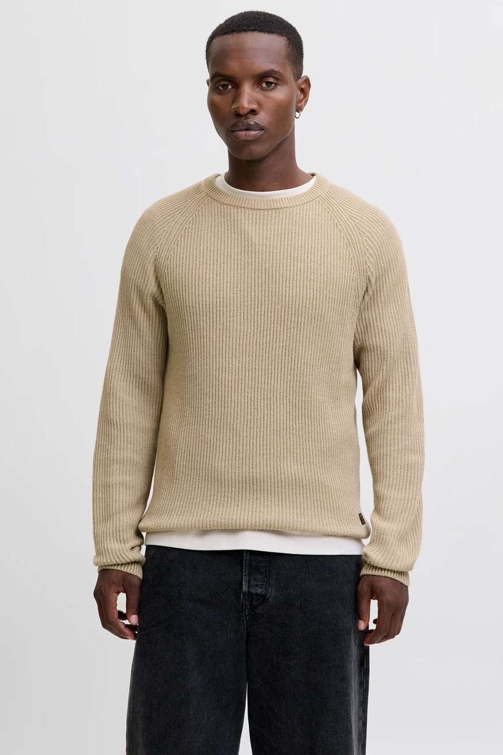 Jjpannel Pamuk Karışım Regular Fit Bisiklet Yaka Erkek Kazak 12278916 KOYU BEJ