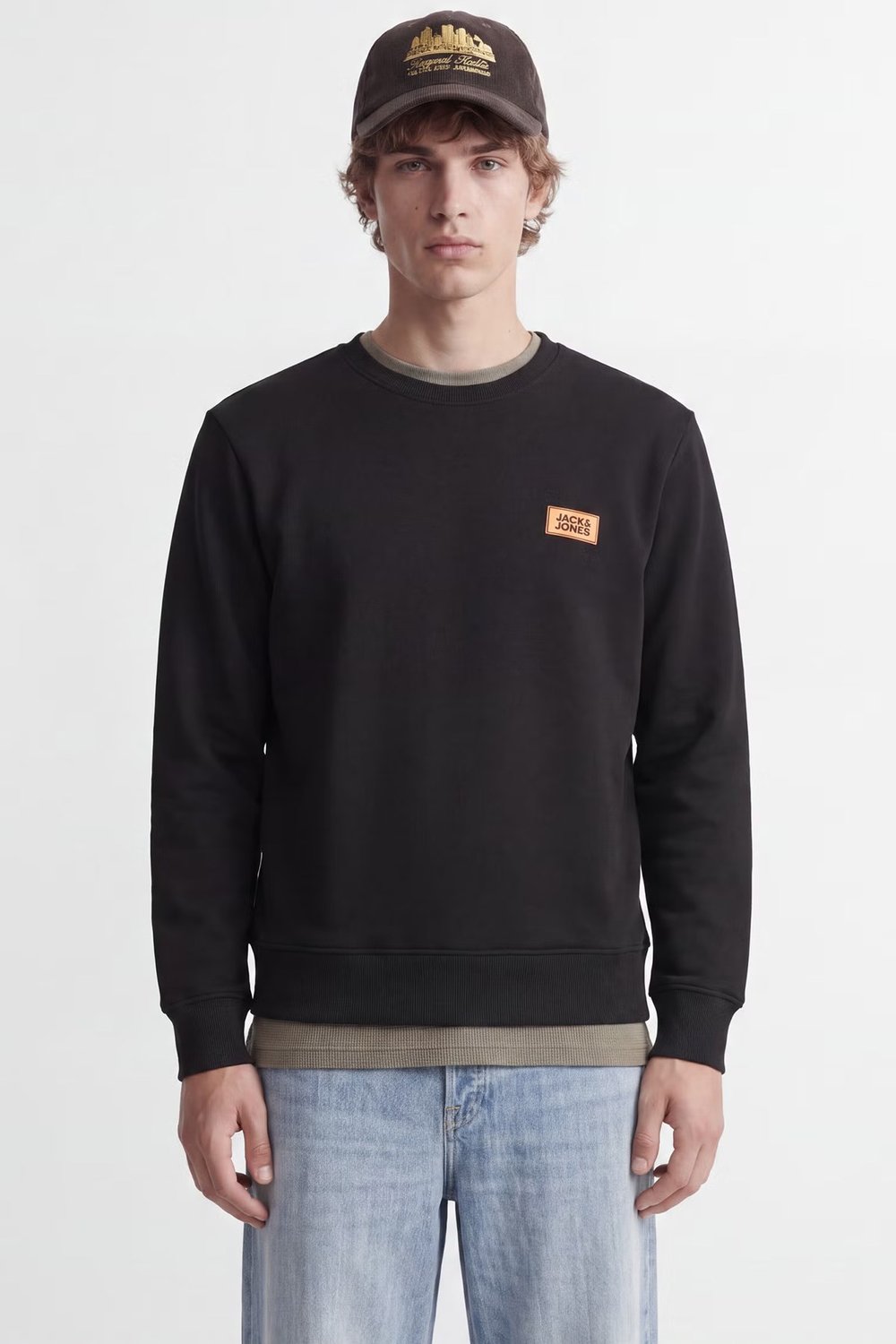 Jjrush Pamuklu Bisiklet Yaka Erkek Sweat 12298426 SİYAH