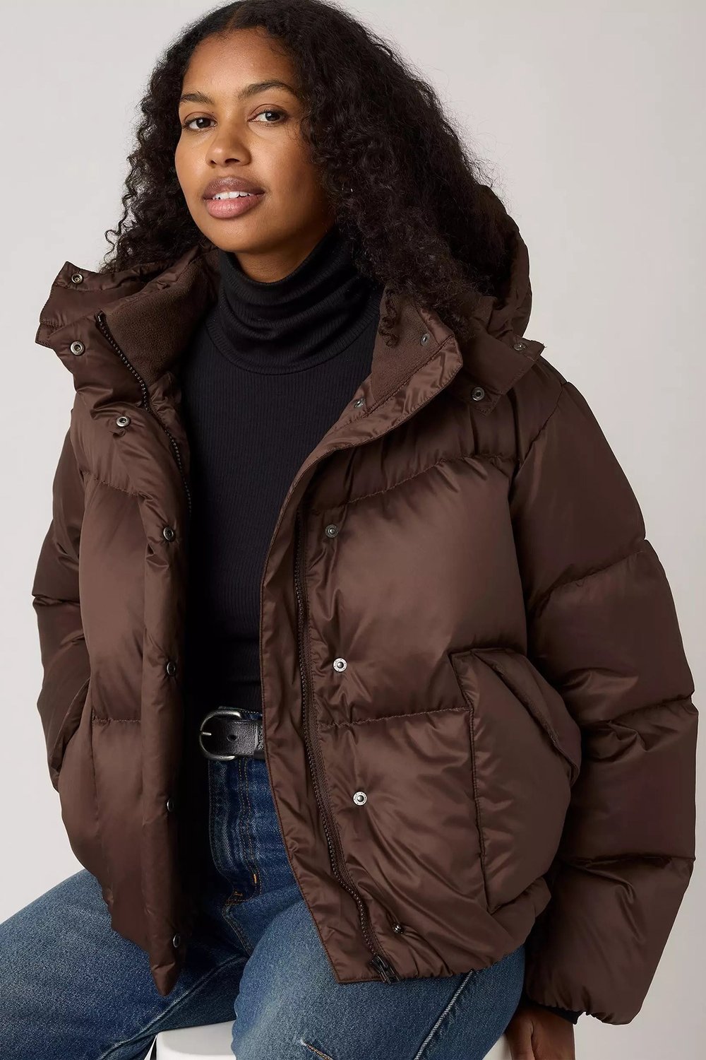 Kapitoneli Regular Fit Kapüşonlu Kadın Mont 003MD-0006 KAHVE