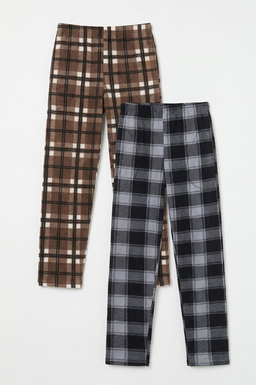 Lastikli Bel Düz Paça Ultra Soft Polar 2'li Paket Erkek Pijama Altı 6098001S2 Camel-Gri