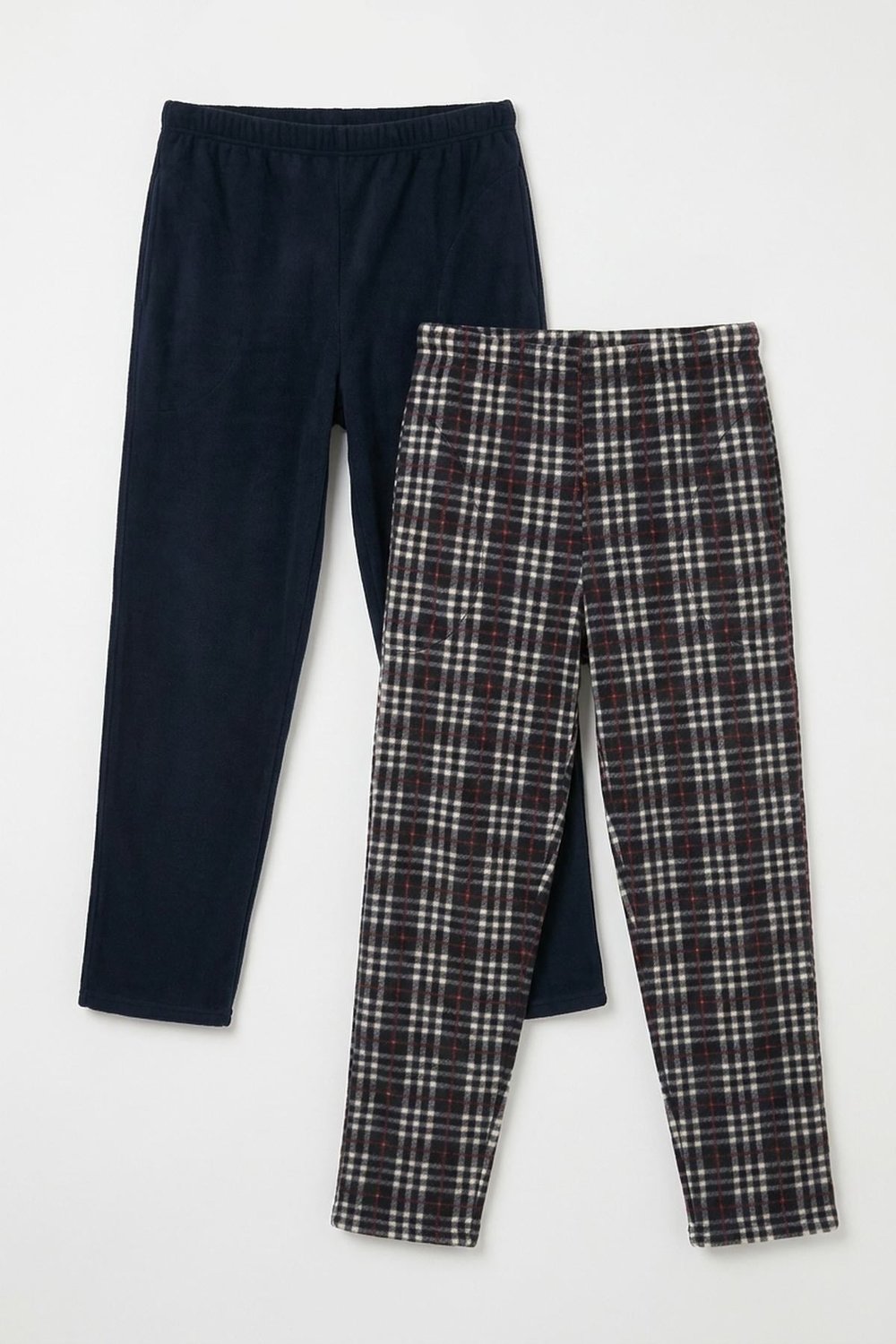 Lastikli Bel Düz Paça Ultra Soft Polar 2'li Paket Erkek Pijama Altı 6098001S2 Lacivert-SBordo