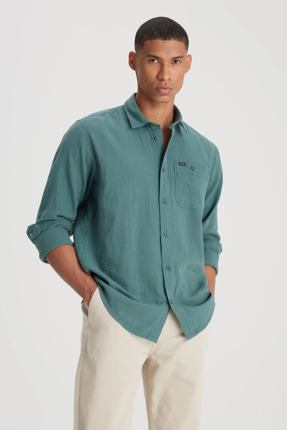 Lee % 100 Pamuk Loose Fit Erkek Gömlek L66N205295OT PETROL