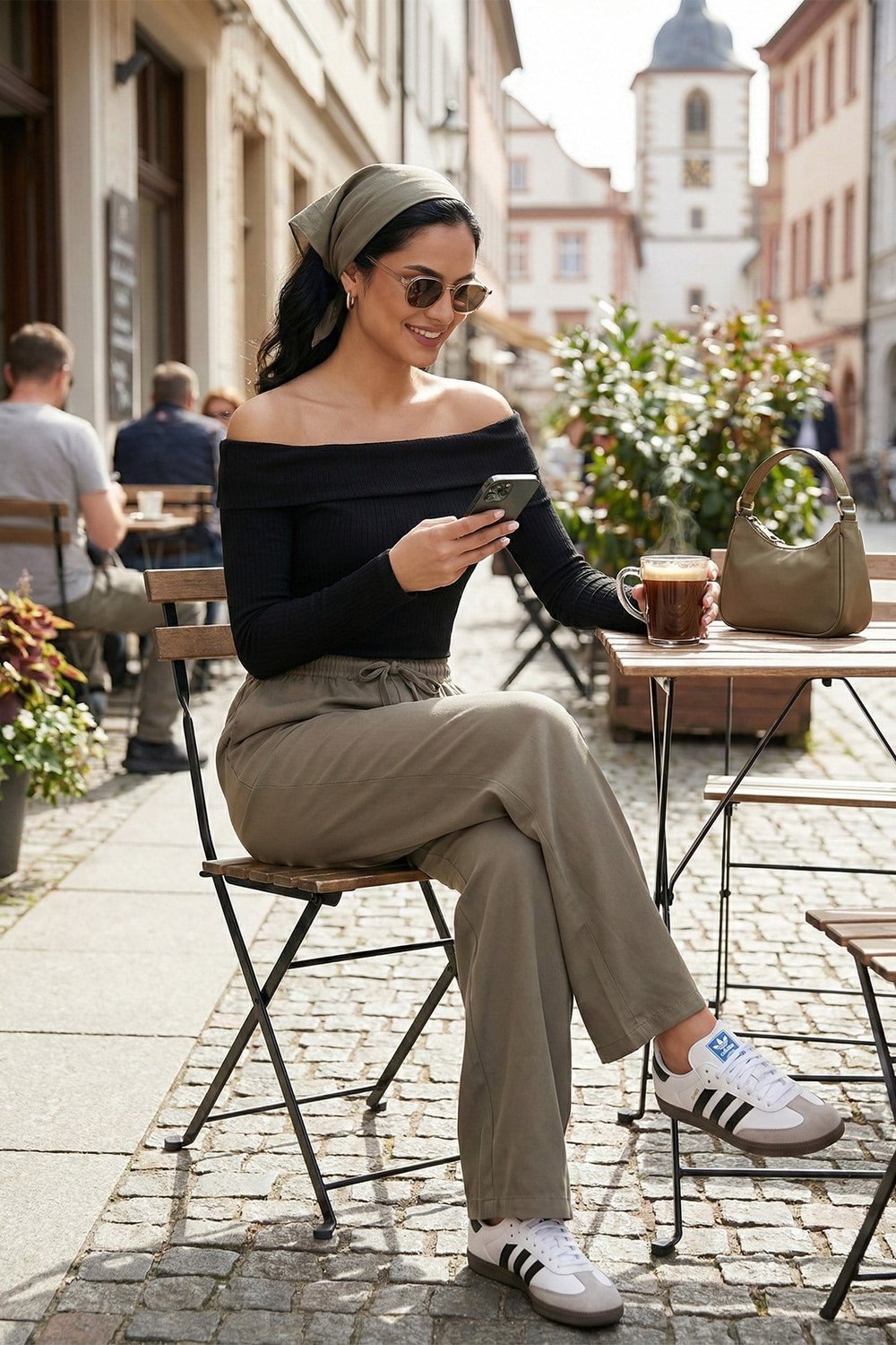 Lela Relaxed Fit Yüksek Bel Bol Paça Bağlamalı Bayan Pantolon 6923874 HAKİ