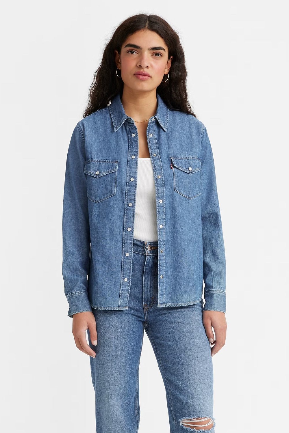Levi's % 100 Pamuk Regular Fit Bayan Kot Gömlek 16786-0017 MAVİ