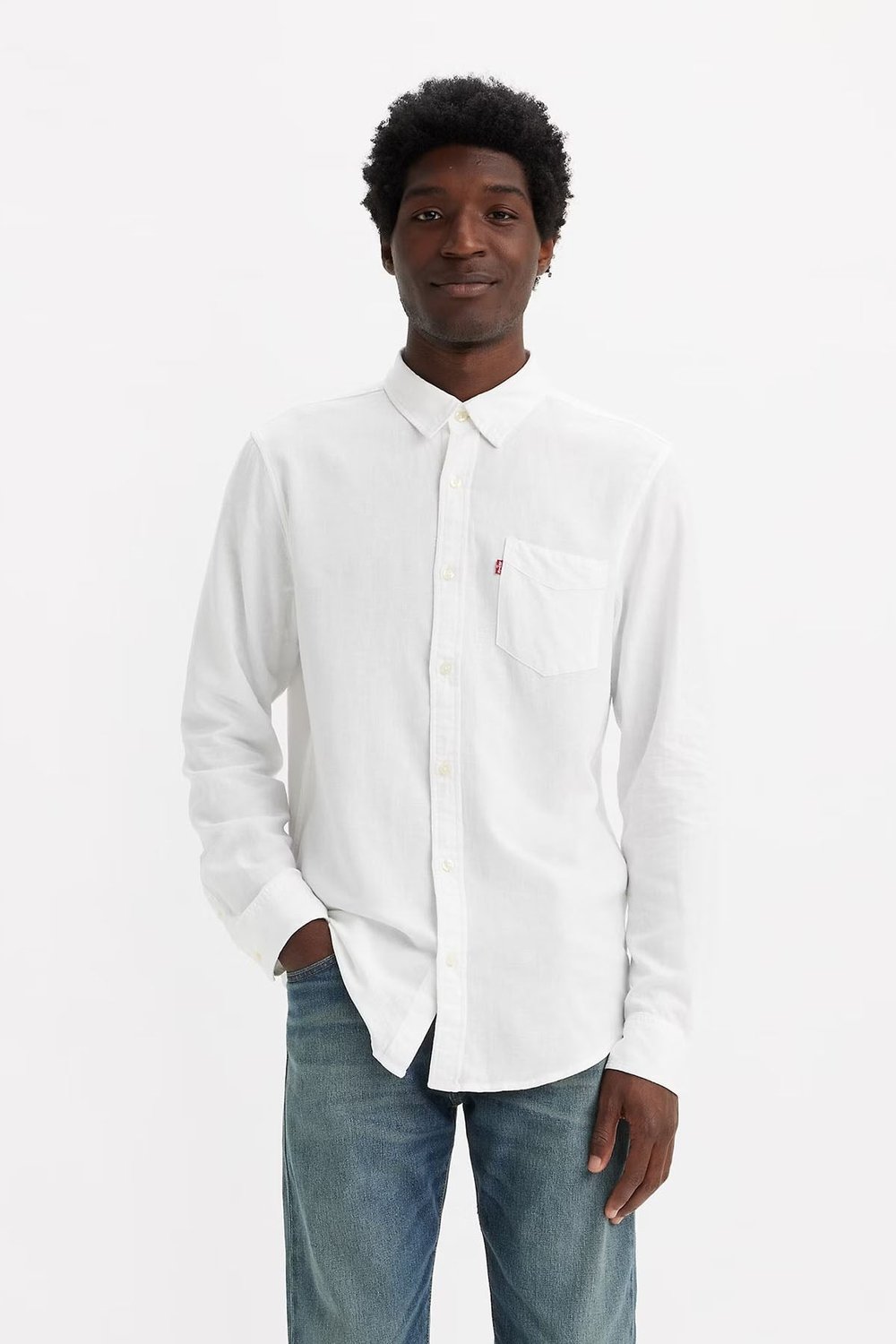 Levi's Pamuk ve Keten Karışımlı Regular Fit Erkek Gömlek 85746-0140 BEYAZ