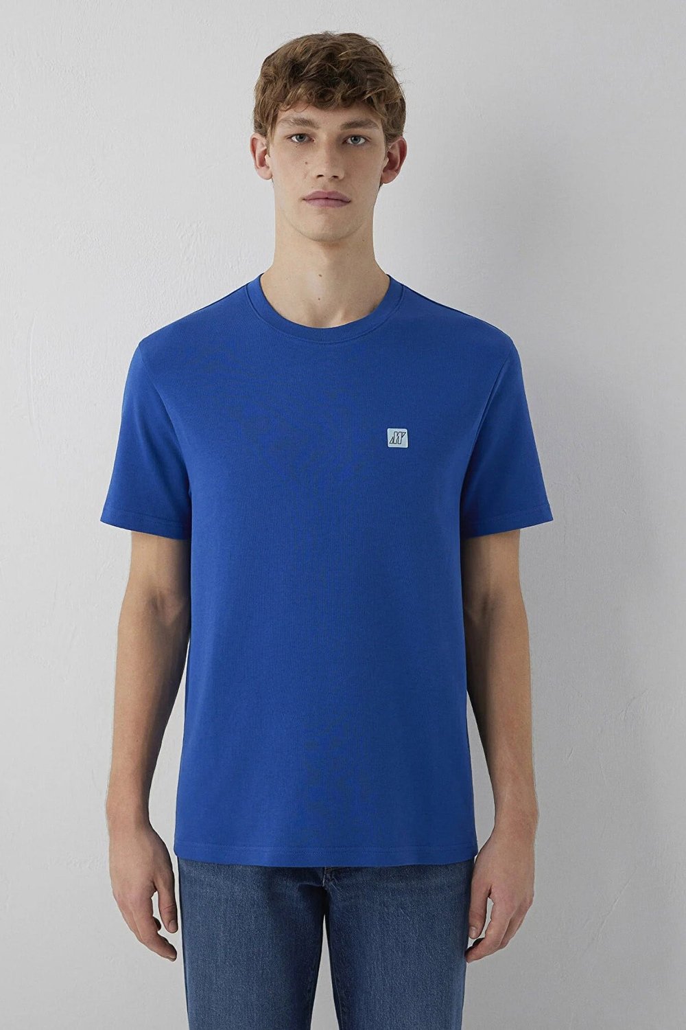 Logolu % 100 Pamuk Bisiklet Yaka Erkek T Shirt 0620056-70894 SAKS