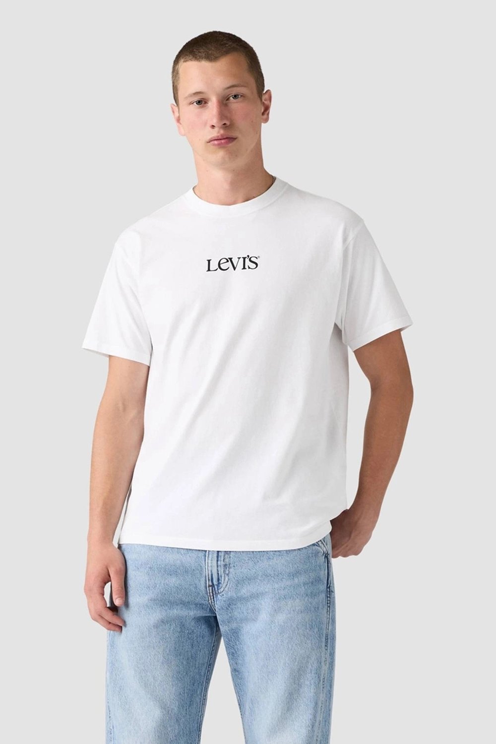 Logolu Pamuklu Bisiklet Yaka Erkek T Shirt A9440-0022 BEYAZ