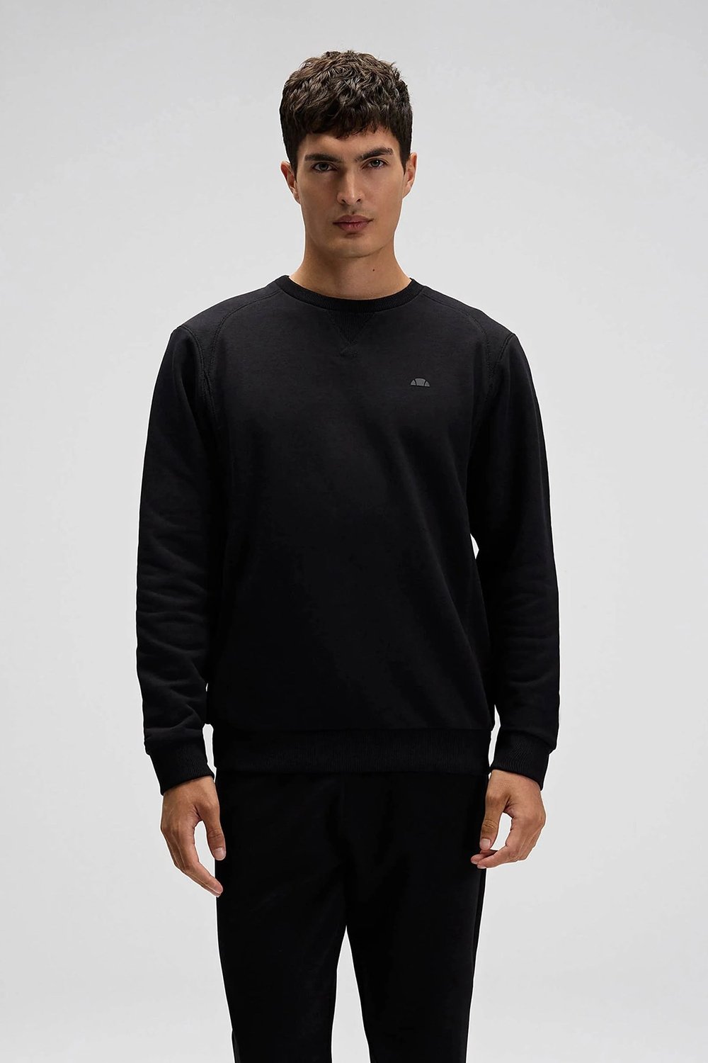 Logolu Pamuklu Regular Fit Bisiklet Yaka Erkek Sweat EM2821-BK SİYAH