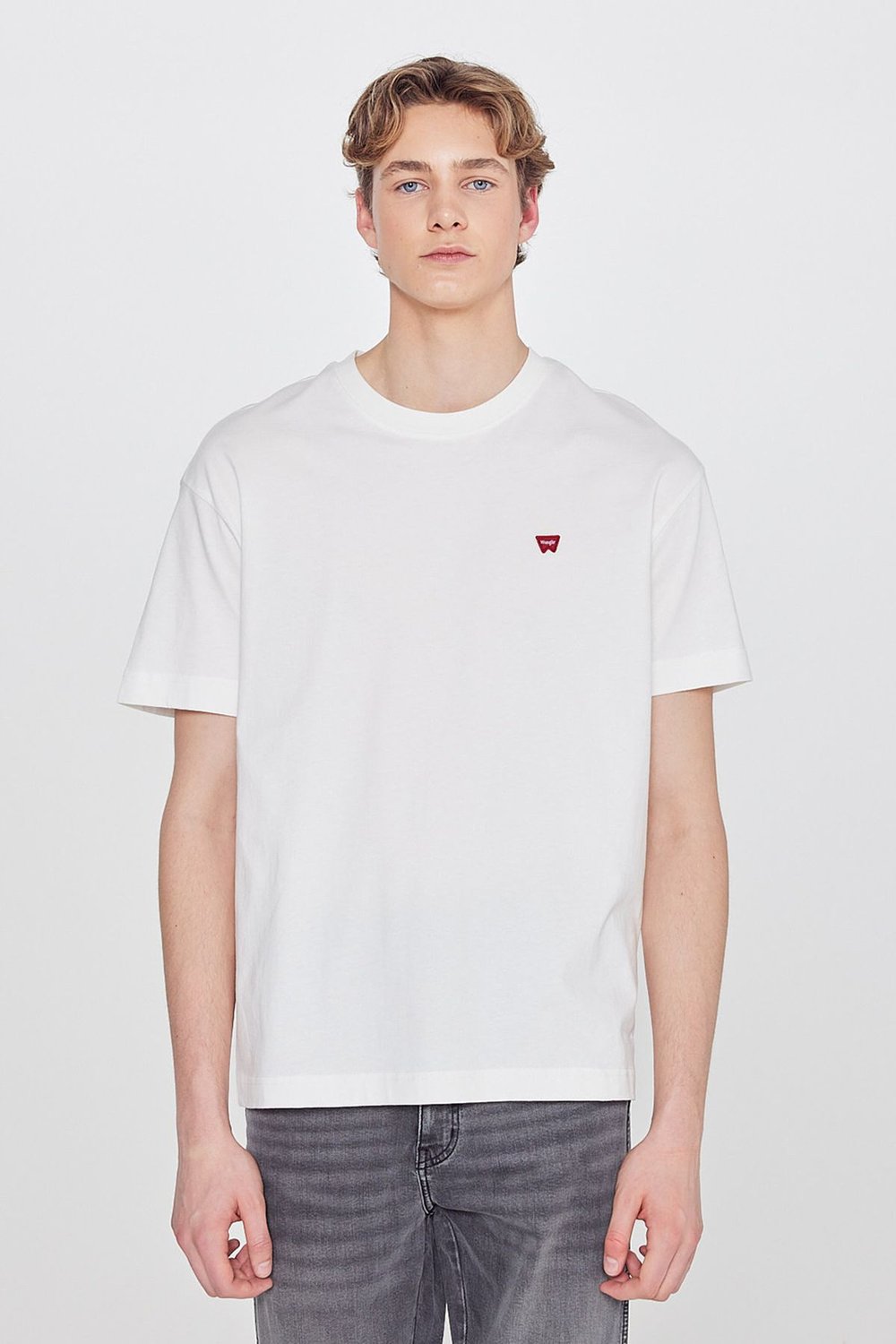 Logolu Pamuklu Relaxed Fit Bisiklet Yaka Erkek T Shirt W7NM203877 102 BEYAZ