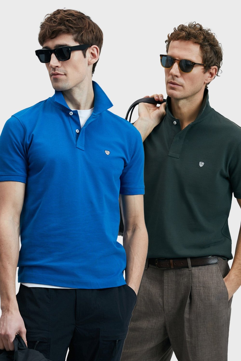 Lufian Logolu Pamuklu Comfort Fit Düğmeli Polo Yaka 2'li Erkek T Shirt 111040206S2 Haki-Saks