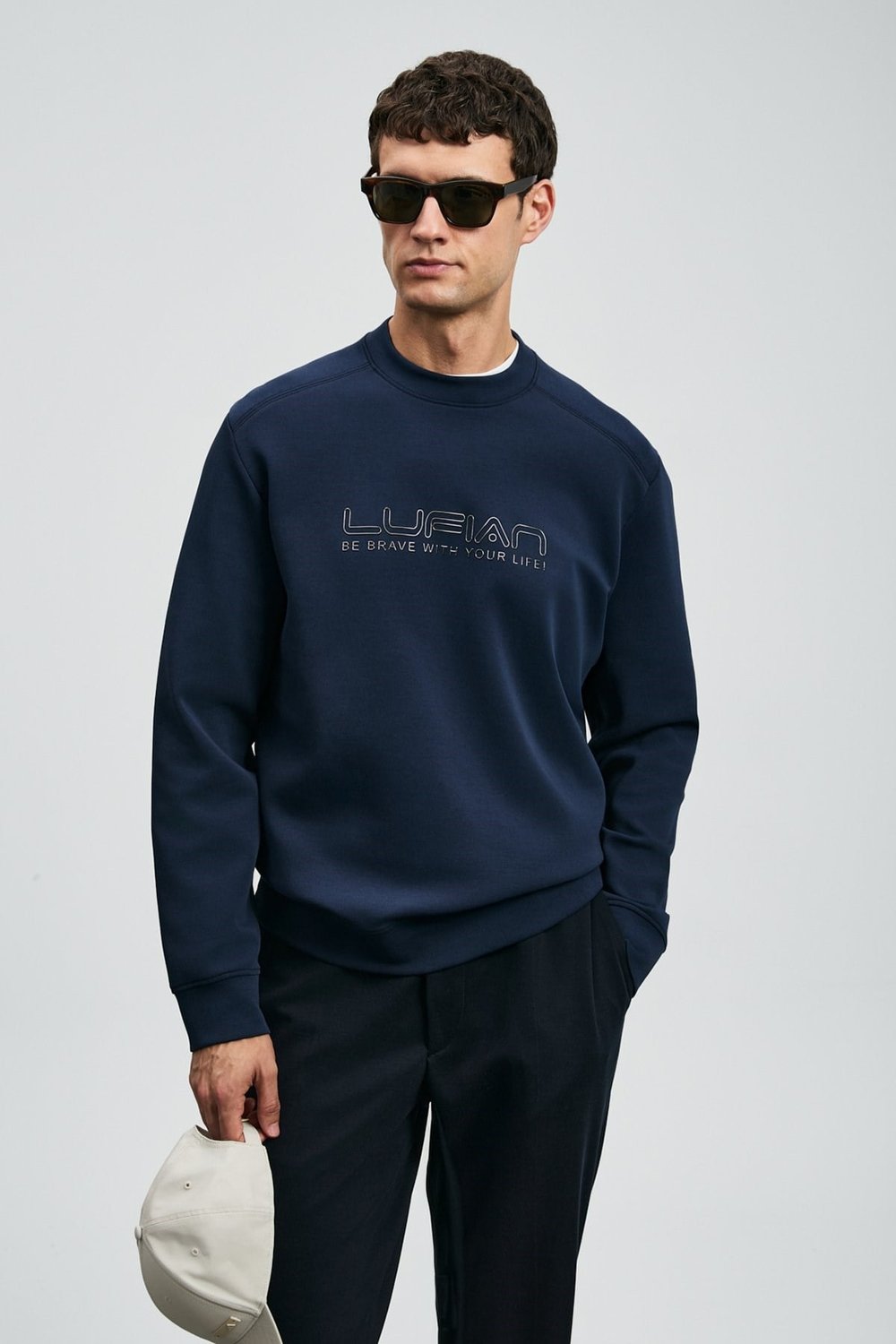 Lufian Pamuklu Boyfriend Fit Bisiklet Yaka Erkek Sweat 112030171 LACİVERT