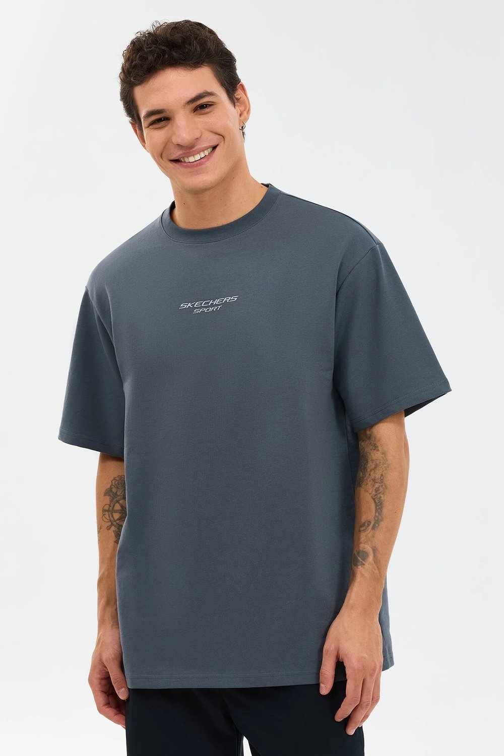 M Graphic Tee Reflect Logolu Oversize Pamuklu Bisiklet Yaka Erkek T Shirt S2310943998 GRİ