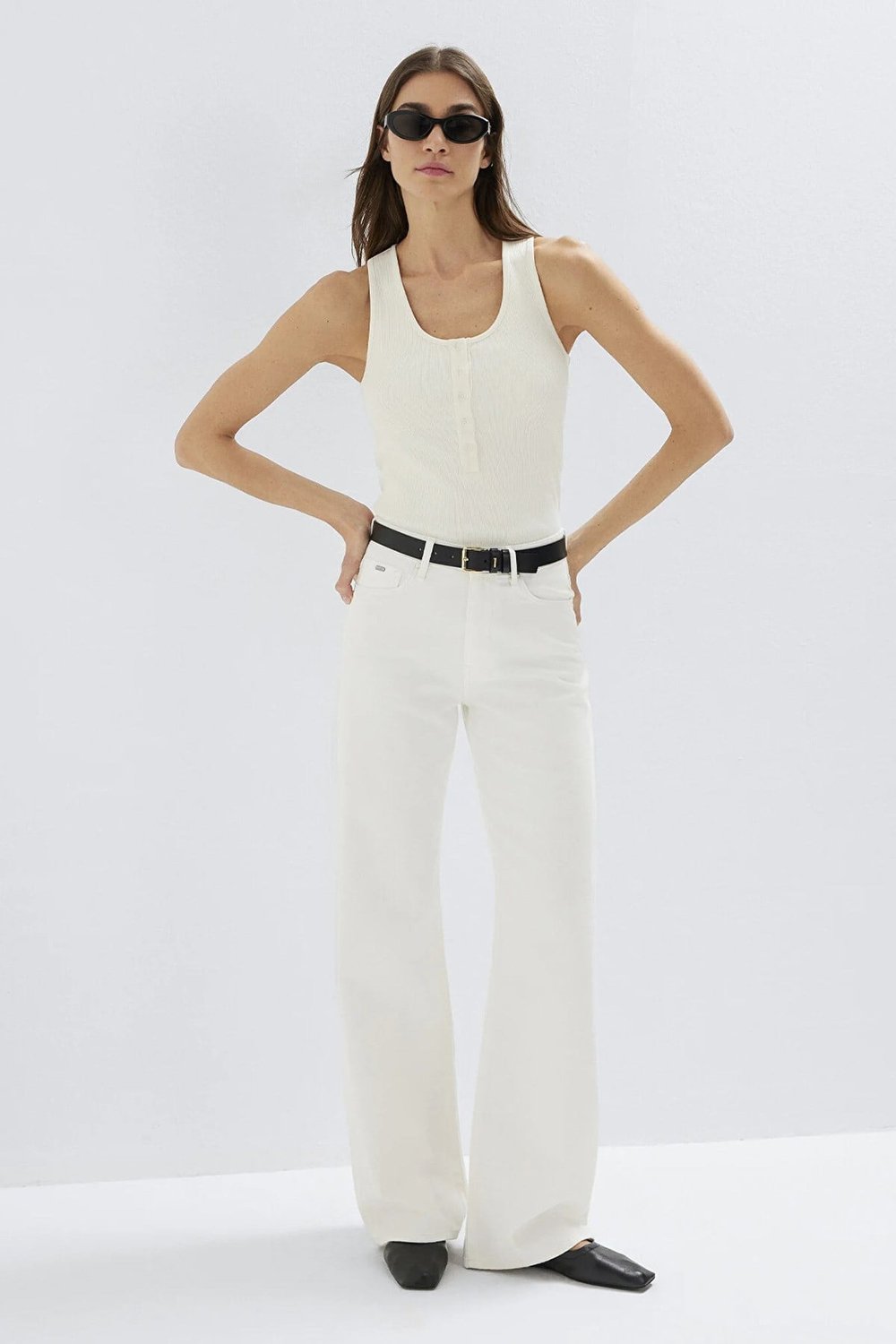 Malibu Wide Leg Yüksek Bel Geniş Paça Jeans Kadın Kot Pantolon 1010152-A3059 EKRU