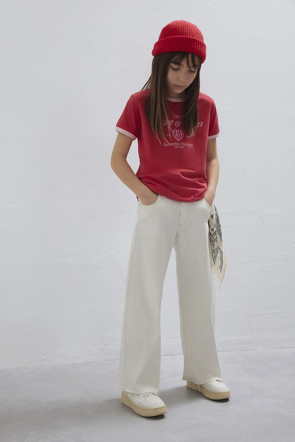 Mavi Lory Wide Leg Normal Bel Bol Paça Jeans Kız Çocuk Kot Pantolon 7010036-89487 EKRU