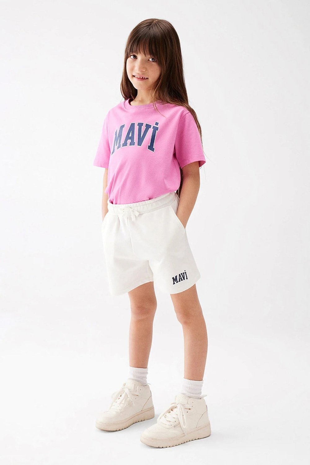 Mavi Pamuklu Logo Baskılı Regular Fit Normal Bel Kız Çocuk Short 7410002-70057 EKRU