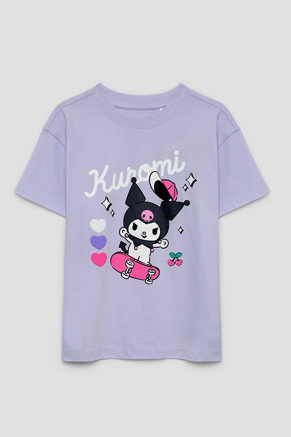 Mavi Pamuklu Loose Fit Baskılı Bisiklet Yaka Kız Çocuk T Shirt 7610457-70523 LİLA