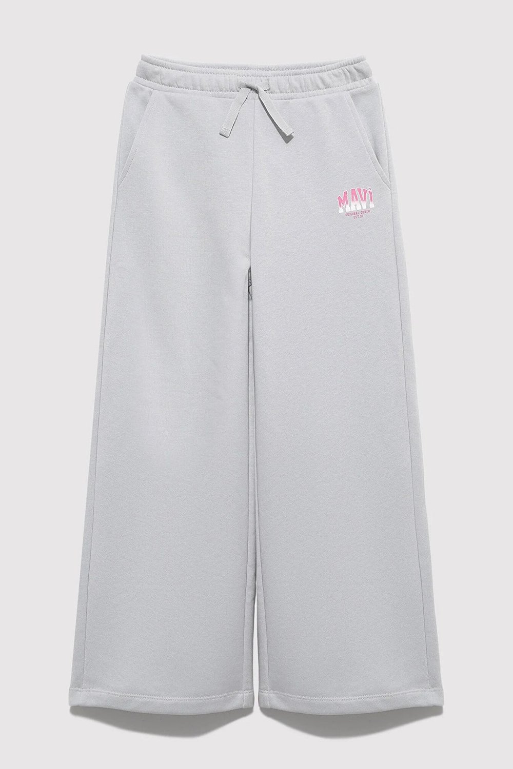 Mavi Pamuklu Wide Leg Normal Bel Geniş Paça Kız Çocuk Eşofman Altı 7010038-70075 AÇIK GRİ