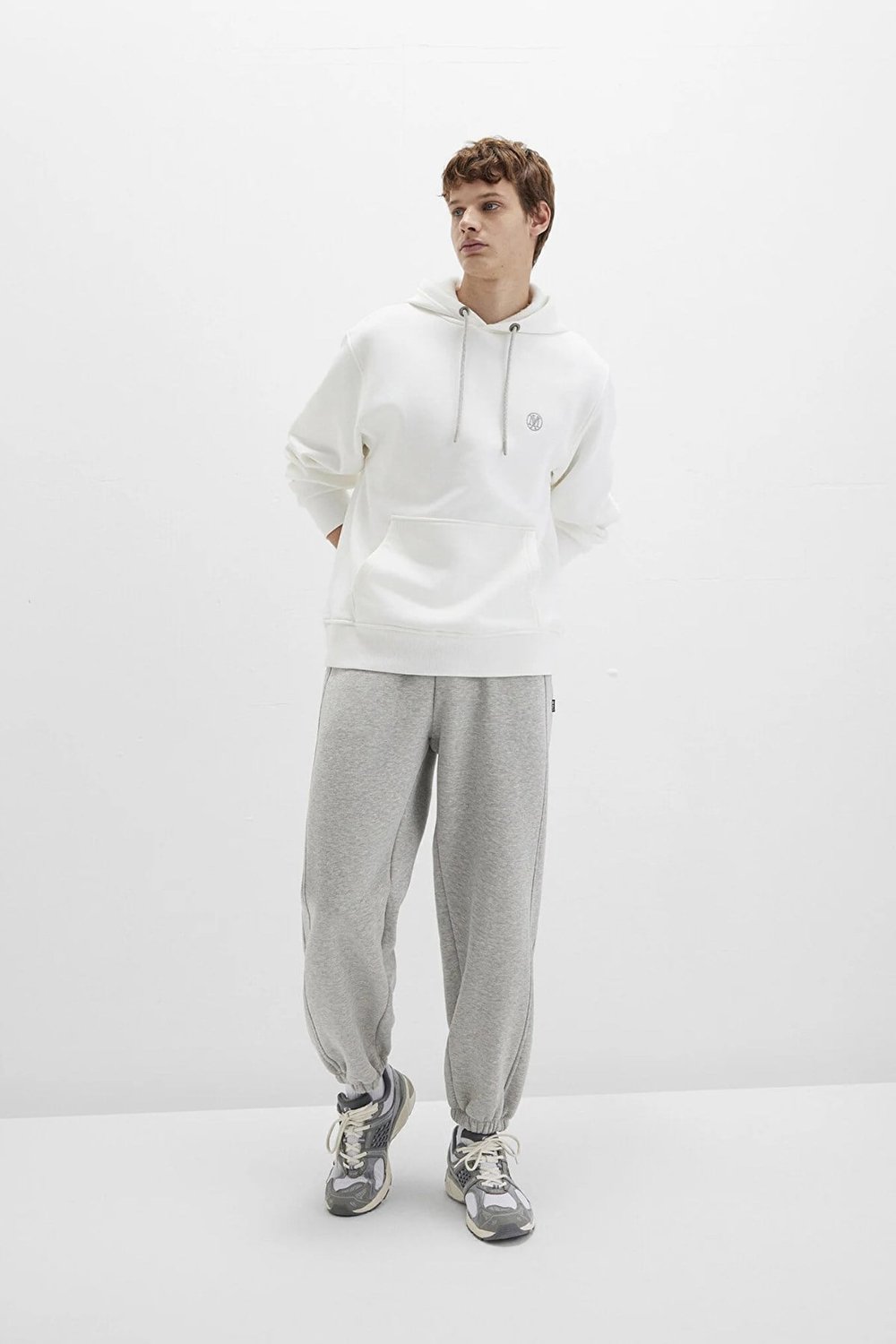 Mavi Şardonlu Loose Fit Normal Bel Lastikli Paça Erkek Eşofman Altı 0010549-80018 AÇIK GRİ