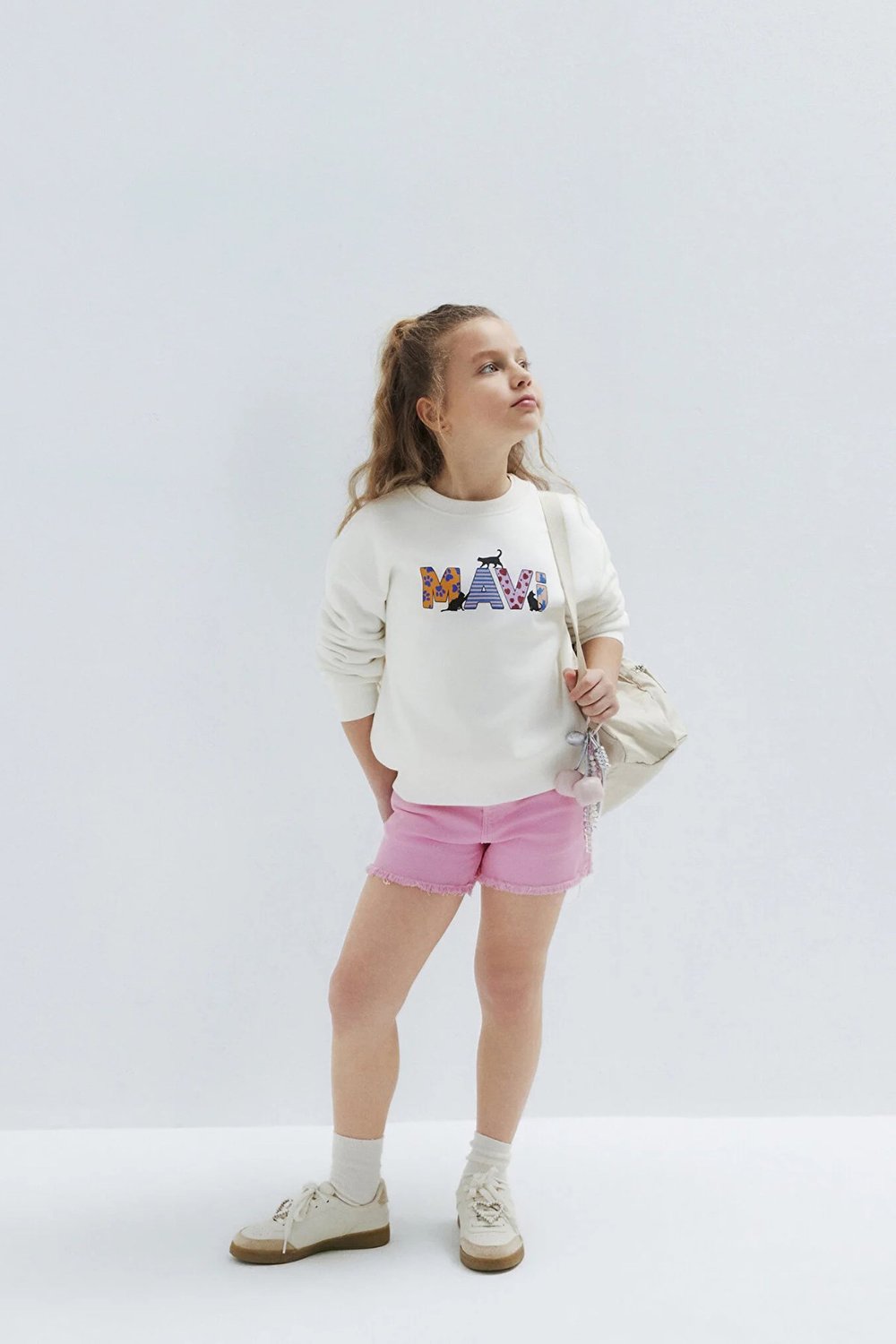 Melora Pamuklu Mom Fit Normal Bel Jean Kız Çocuk Short 7410655-86707 PEMBE