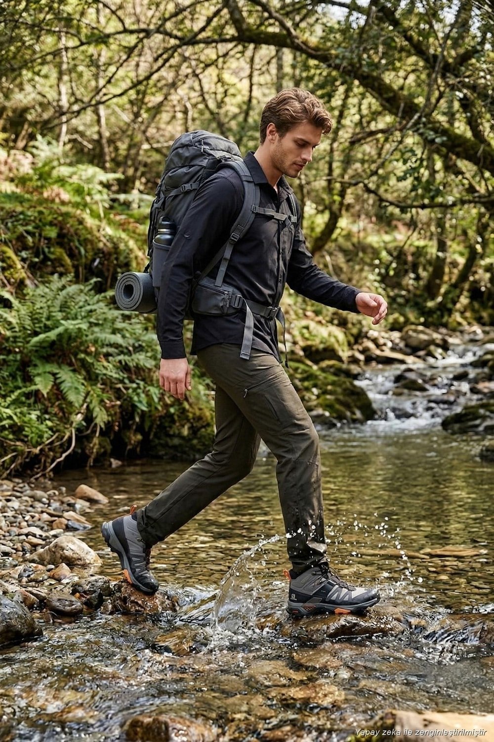 Normal Kalıp Kargo Cepli Lastikli Bel Trekking ve Kurye Erkek Pantolon 693710 HAKİ