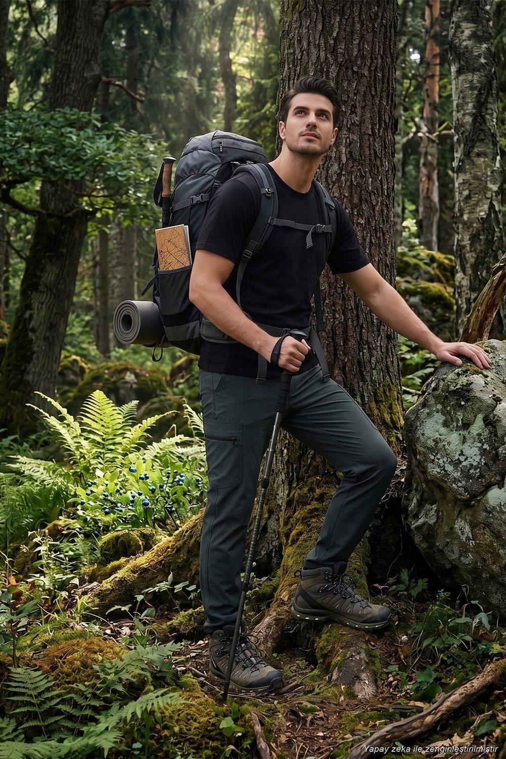 Normal Kalıp Lastikli Bel Su İtici Düz Paça Trekking ve Kargo Erkek Pantolon 693288 FÜME