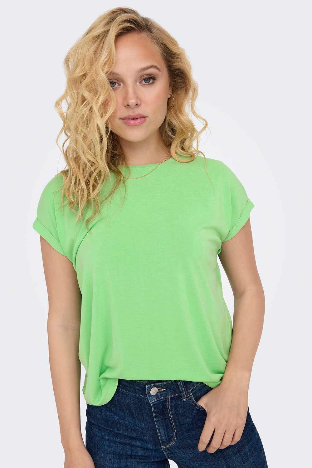 Onlfree Regular Fit Bisiklet Yaka Kadın T Shirt 15315577 YEŞİL