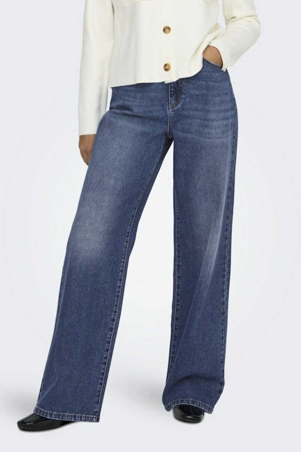 Onlhope Pamuklu Wide Leg Fit Yüksek Bel Jeans Kadın Kot Pantolon 15264080 MAVİ