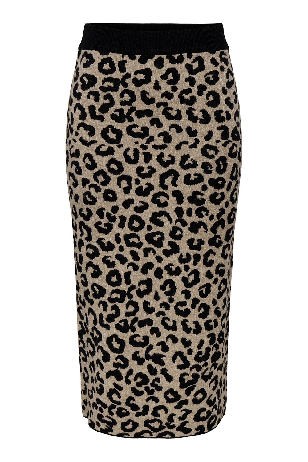 Onlib Slim Fit Midi Boy Leoparlı Kadın Etek 15350672 SİYAH-BEJ