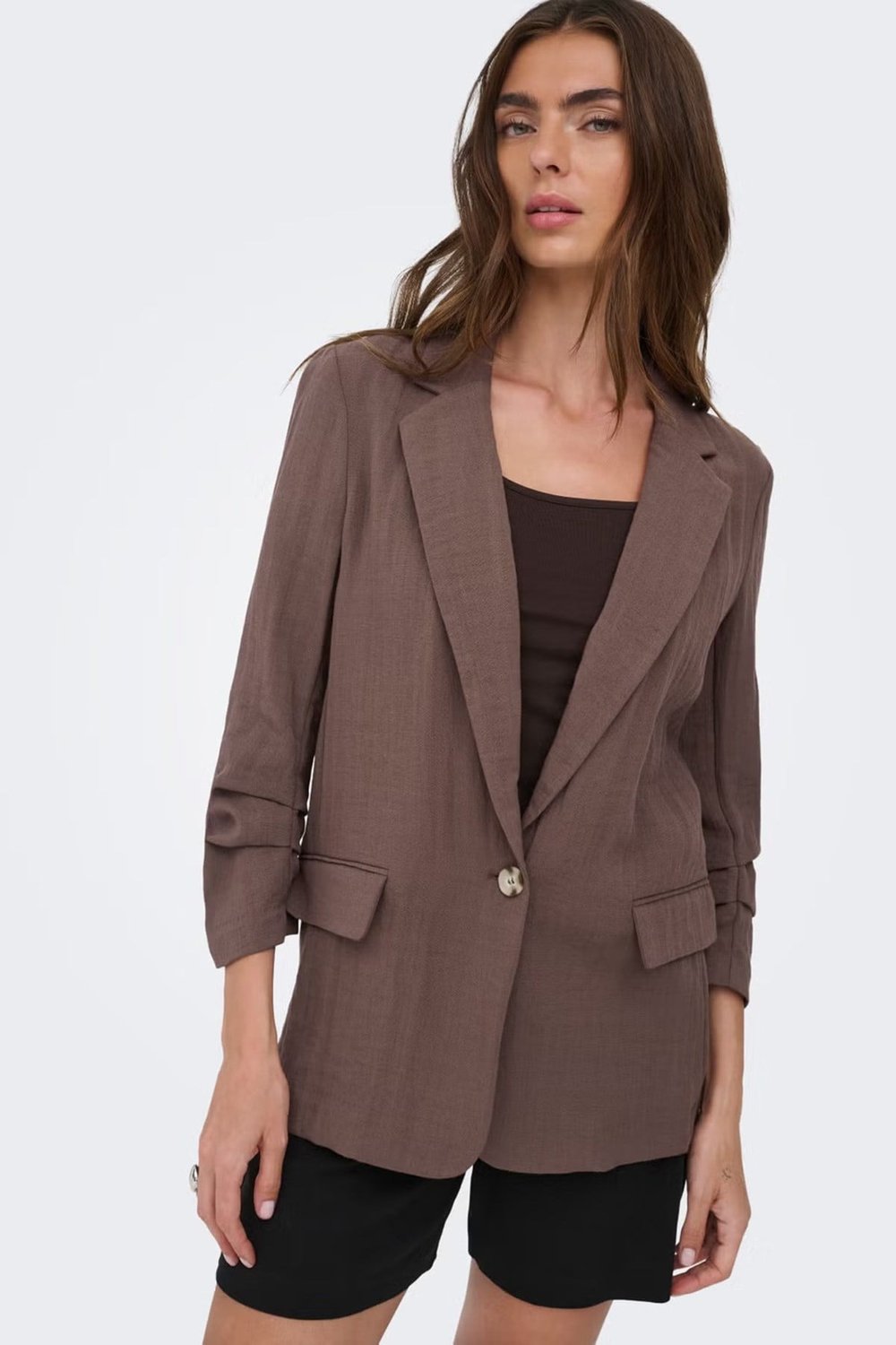 Onlita Regular Fit Kruvaze Yaka Blazer Kadın Ceket 15370275 KAHVE