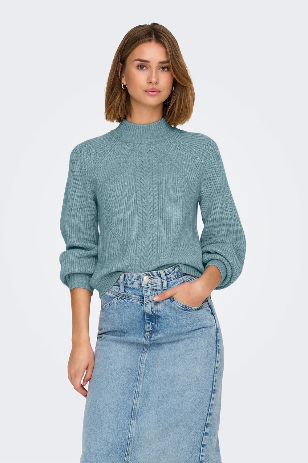 Onlkatia Regular Fit Yarım Balıkçı Yaka Örme Kadın Kazak 15324678 MİNT