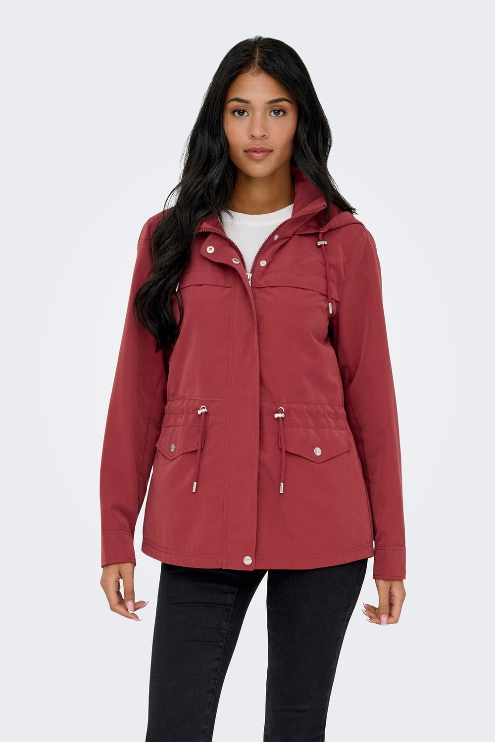 Onlnewstarline Regular Fit Kapüşonlu Cepli Mevsimlik Kadın Mont 15218612 KİREMİT