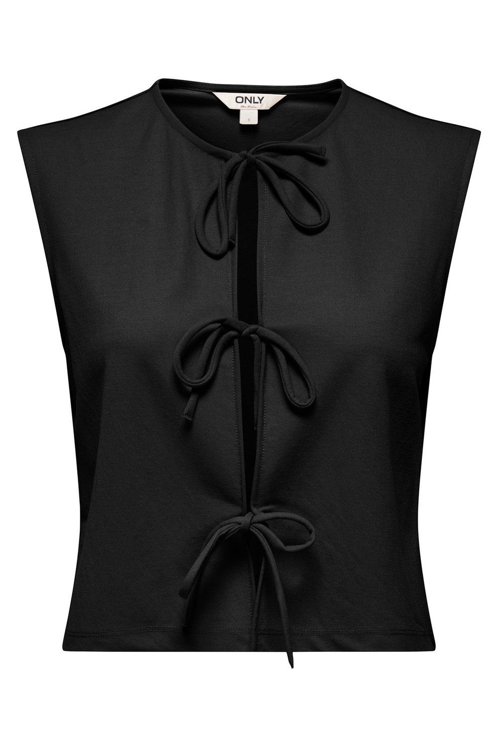 Onlsakura Regular Fit Yuvarlak Yaka Bağlama Detaylı Kadın Yelek 15366877 SİYAH