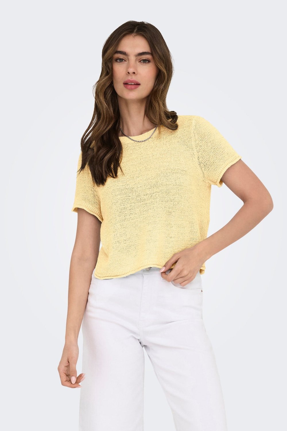 Onlsunny Regular Fit Bisiklet Yaka Örme Kadın Kazak 15254282 SARI