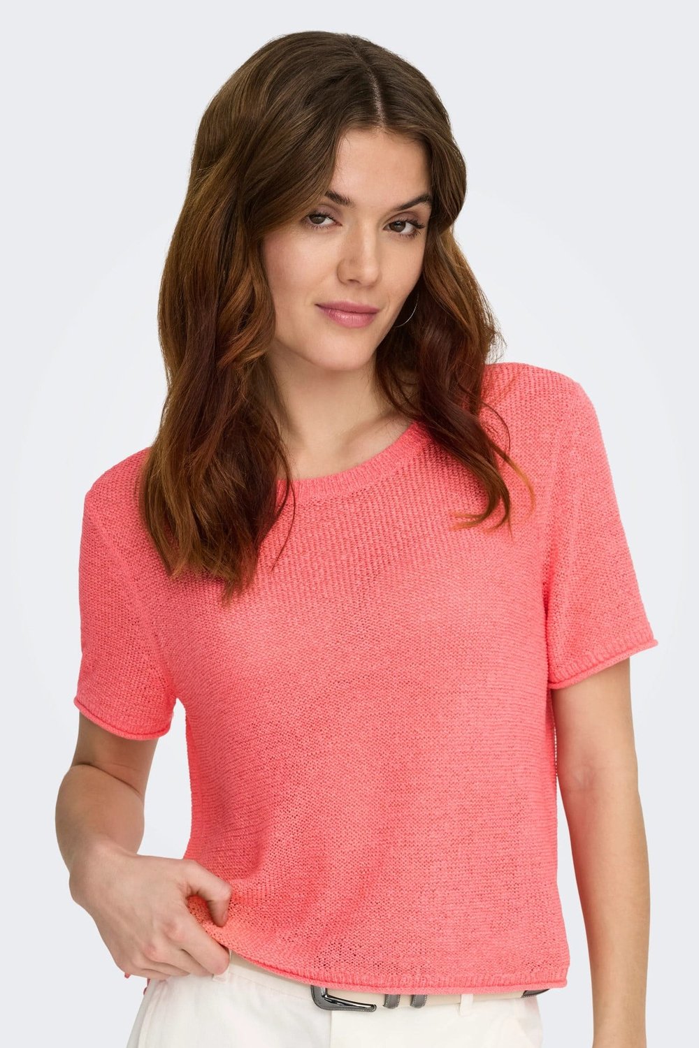 Onlsunny Regular Fit Bisiklet Yaka Örme Kadın Kazak 15254282 MERCAN