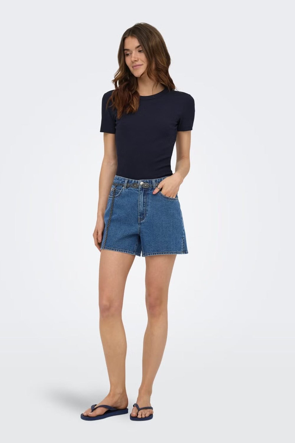 Onlvega Regular Fit Normal Bel Kot Kadın Short 15375433 MAVİ