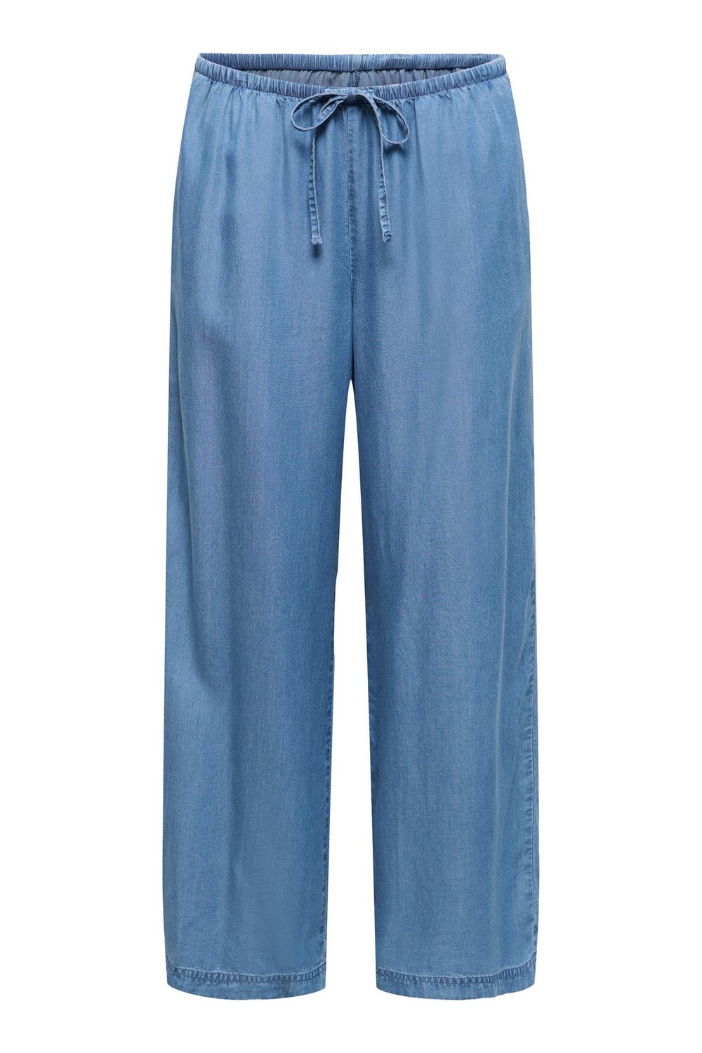 Only Onlcharis Regular Fit Belden Bağlamalı Bol Paça Kadın Pantolon 15363959 MAVİ