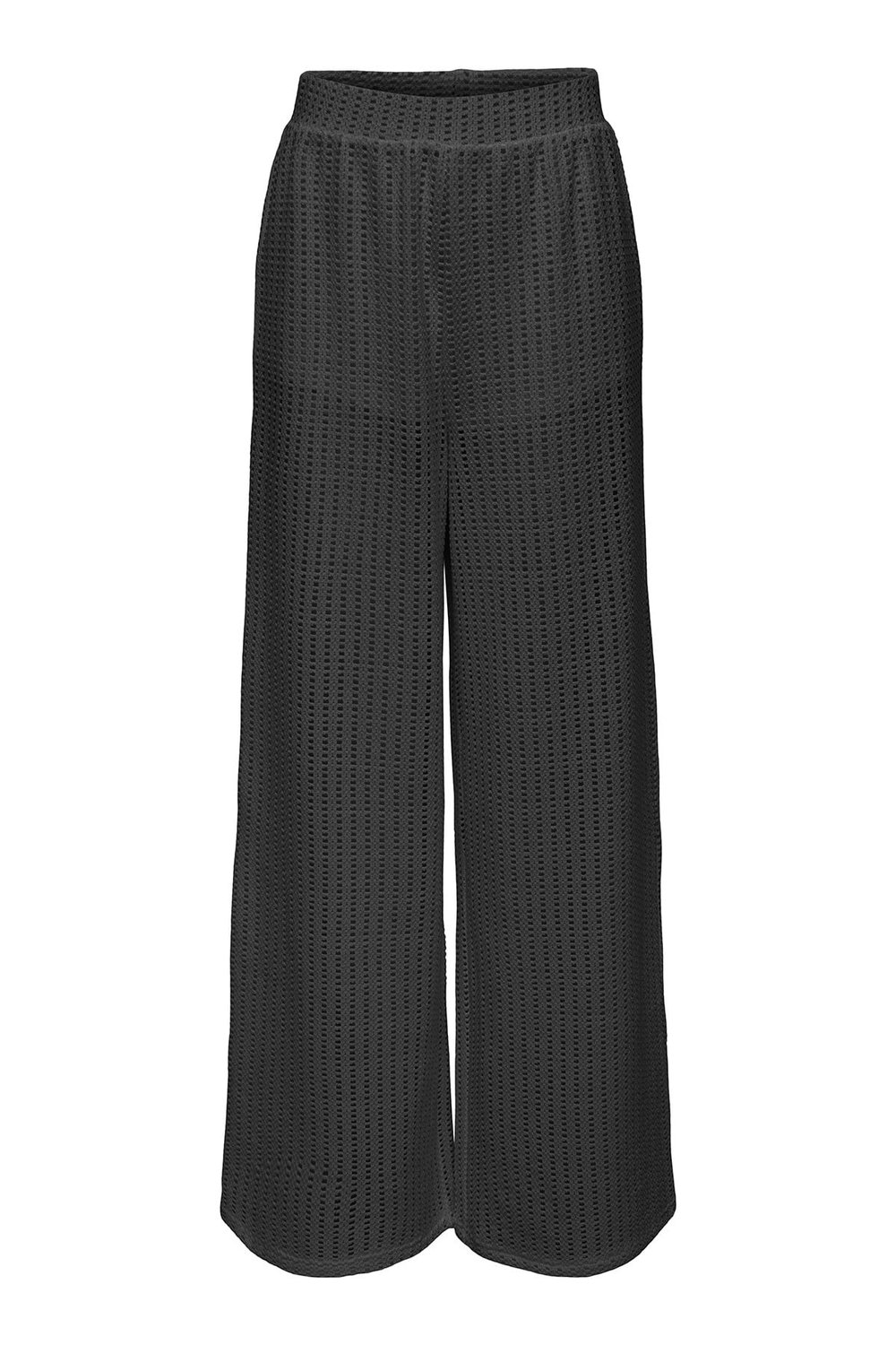 Only Onlfreya Ajurlu Straight Fit Yüksek Bel Geniş Paça Bayan Pantolon 15349329 SİYAH