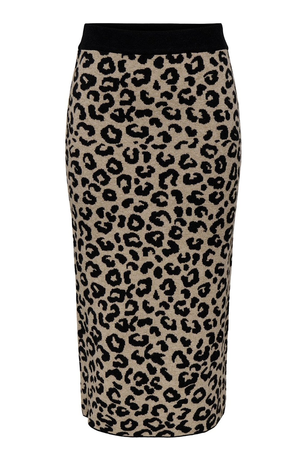 Only Onlib Slim Fit Midi Boy Leoparlı Bayan Etek 15350672 SİYAH-BEJ