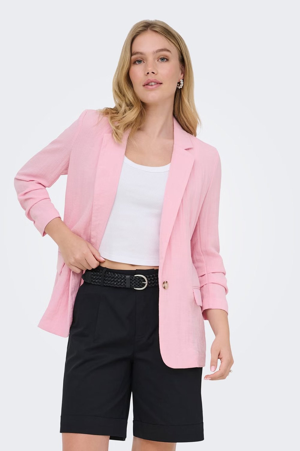 Only Onlita Regular Fit Kruvaze Yaka Blazer Kadın Ceket 15370275 PEMBE